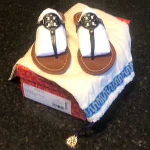 NEW Tory Burch Mini Miller Flat Thong 7.5 Black